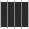 vidaXL 4-Panel Room Divider - Black 78.7" x 78.7", Durable Fabric & Iron Construction, Versatile Functions, Stylish Design, Foldable for Easy Storage - 3 of 4