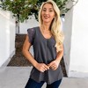 Anna-Kaci Women's V-Neck Sleeveless Blouse with Lace Shoulder Detail and Relaxed Fit Hemline - 2 of 4