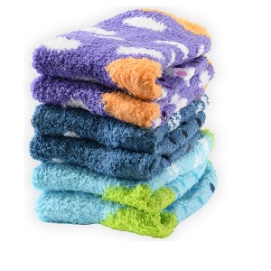 Tipi Toe Women's 3-Pairs Cozy Microfiber Anti-Skid Ocean Dots Patterned Soft Fuzzy Crew Socks - 1 of 1