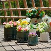 NAYSAYE Planter Set of 3 Grid Ceramic Flowerpot Sleek Glossy Design for Indoor Outdoor Garden, Blue Green, 9.65"*9.65"*9.26" - 2 of 4