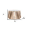 HomeRoots 34" White and Natural Genuine Marble and Wood Round Drum Coffee Table - 3 of 4