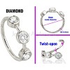 Jewelry Avalanche 14K Gold 3-stone Diamond Nose Hoop Ring, Bezel Set, 8mm, 20G - 3 of 4