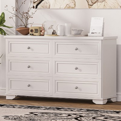 NicBex 6 Drawers Nightstand,Bedside Table with Metal Handle,Modern Side Table for Bedroom,White