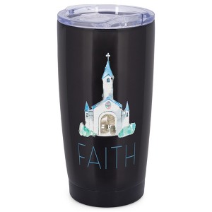 Elanze Designs Faith In Him Watercolor Church House of God Wrap-Around Design 20 Ounce Stainless Steel On-The-Go Coffee Mug, Thermal Travel Tumbler - 1 of 4