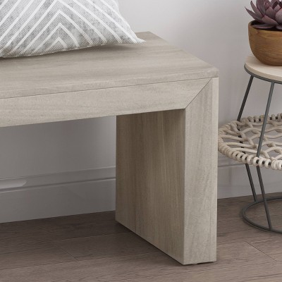 Countryside Charm Acacia Wood Bench in Light Gray Oak