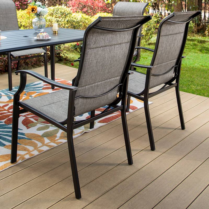 7pc Outdoor Dining Set with Steel Rectangle Table, 4 Fixed Chairs &#38; 2 Swivel Chairs - Captiva Designs, 4 of 13