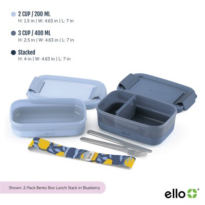 Ello 2-Pack Blue and Gray Plastic Bento Box