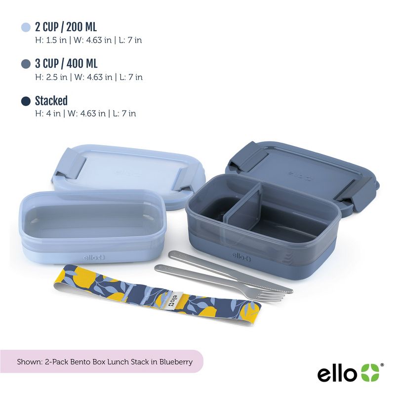 Ello 2pk Plastic Lunch Stack Food Storage Container, 5 of 6
