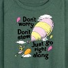 Women's - Dr. Seuss - Don't Worry Go Along Lightweight French Terry Wide Neck Long Sleeve Shirt - 2 of 4
