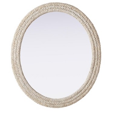 Elegant Lighting Oval Cornhusk Mirror 36x42 in Linen White