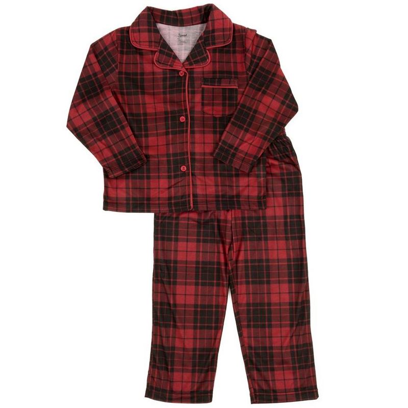 Leveret Kids Two Piece Button Down Christmas Pajamas, 2 of 3
