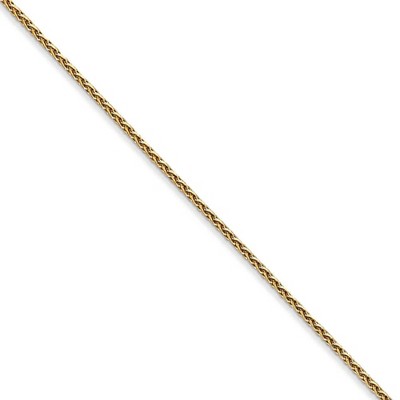 Black Bow Jewelry 1mm 14k Yellow Gold Diamond Cut Round Wheat Chain Necklace