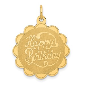 Black Bow Jewelry 14k Yellow Gold Happy Birthday Disc Charm or Pendant, 22mm - 1 of 4
