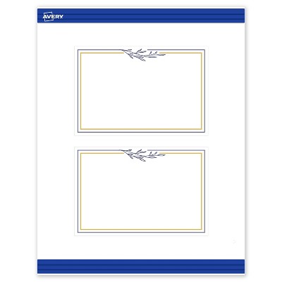 Avery 4" x 6" Cards, Gold & Navy Border with Florals, 20 ct