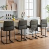 24” Counter Height Leather Bar Stools, Upholstered Chairs with Metal Legs and Backrest for Kitchen - 4 of 4