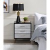 Vynxaria Modern Silver & Gold Nightstand, 3 Storage Drawers (16"Lx13"Wx3"H Inner), Patterned Fronts, Metal Legs, Smooth Metal Glides - 4 of 4
