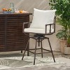 Gulches Outdoor Patio Swivel Bar Stool Height Adjustable Barstool with Cushions£¬Copper - 2 of 4