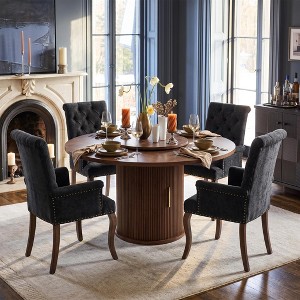 GDFStudio Eadlyn Modern 5 Piece Wood Pedestal Dining Table Set