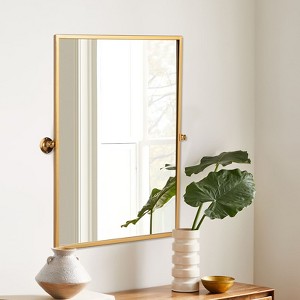 Golden Wrought Iron Swivel Rectangle Mirror - 60x80x2.5cm with Metal Hardware - 1 of 3