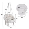 DSVIMOY Patio Hammock Swing Chair with Cushion, Max 330 Lbs Hanging Cotton Rope Hammock Swing Chair for Indoor and Outdoor, Beige, 31.5"*23.6"*47.2" - 3 of 4