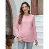 Coolmee Women's Maternity Cable Knit Tops Long Sleeve Split Side Crewneck Pregnancy Nursing Pullover Sweatshirt - 3 of 4