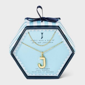 14K Gold Dipped Cubic Zirconia Duo Initial Multi-Strand Necklace - A New Day™ Gold - 1 of 4