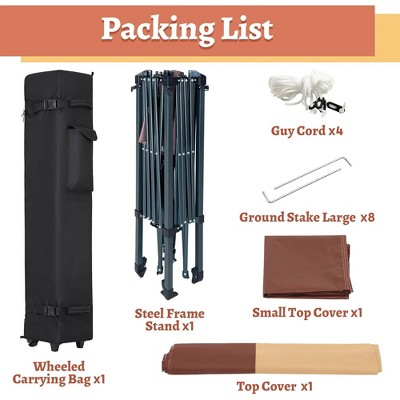 13 x 13 Foot Khaki Pop-Up Canopy Gazebo with Alloy Steel Frame