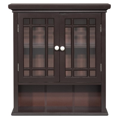 Neal Wall Cabinet with 2 Doors Dark Espresso - Elegant Home Fashions