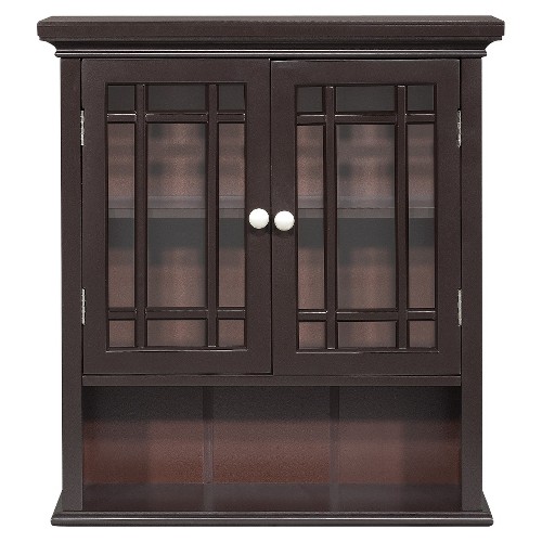 Neal Wall Cabinet with 2 Doors Dark Espresso - Elegant Home Fashions, Brown