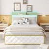 King Bed Frame with LED Light and Charging Station,Upholstered  Platform with Storage Headboard and Footboard,Metal Slat Support,Easy to Assemble - 4 of 4
