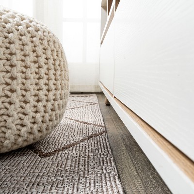 Handwoven Mid-Century Modern Beige/Brown Synthetic Area Rug