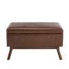 Grungis Modern Square Convertible Ottoman Bench with Storage, Mid Century Coffee Table Assembled for Living Room Entryway, Brown PU - 3 of 4