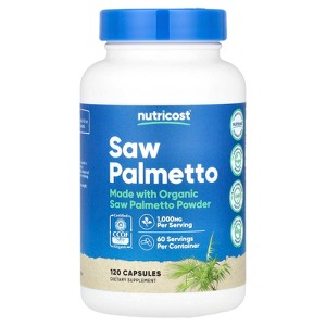 Nutricost Saw Palmetto, 1,000 mg, 120 Capsules (500 mg per Capsule) - 1 of 2