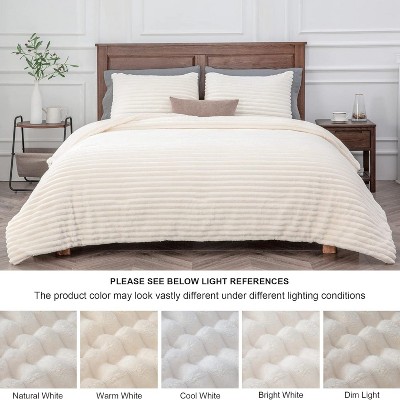 Der Rose BALHAM TRADE-3 Pieces Fleece Queen Comforter Set Super Soft Warm Fluffy Luxury Bed Set for Winter Bright White-Queen 88"x88" — фото 8