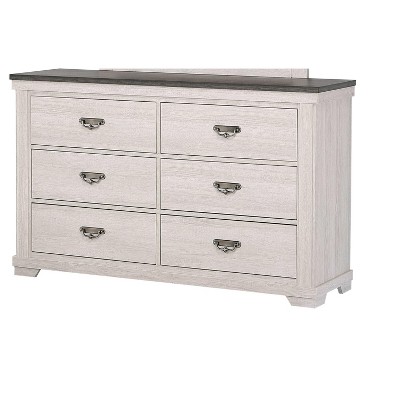 1pc Farmhouse Style Six Drawer Dresser Beige Finish Rustic Bedroom Solid Wood Wooden Furniture
