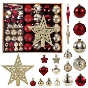 72 Pcs Christmas Balls Ornaments, Multi-Size Xmas Hanging Balls Christmas Tree Decorations Set for New Year Party Home Holiday Decoration - 1 of 4