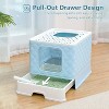 LunaLulinlk Closed cat litter box, large, with lid, drawer style, easy to clean, blue - 2 of 4