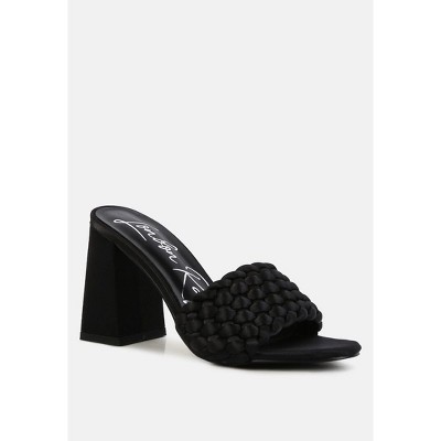 Lust Look Braided Satin Block Sandals - image 2
