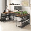 NicBex Home Office Desk U-Shape Morden Computer Desk with Open Storage Shelves, Desktop Stand and LED Light Strip for Games and Work - 2 of 4