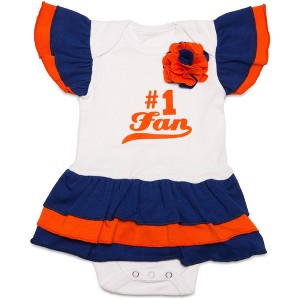 Pavilion Gift Company - Blue & Orange - #1 Fan Onesie Dress 0-6 Months  - Leotards and Bodysuits - 1 of 4
