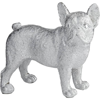 Studio 55D Rover 8" High Electroplated Silver Bulldog Sculpture