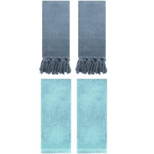 REGALWOVEN 4 Packs Cotton Absorbent Soft Turkish Hand Towels with tassel for Bathroom - 1 of 4