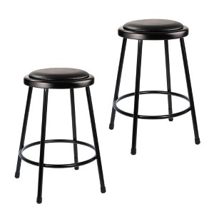 Hampden Furnishings 2pk 24" Heavy Duty Vinyl Padded Counter Height Barstool Black: Round Seat, Steel Frame, No Assembly Required - 1 of 4
