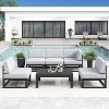 LayinSun 6-Piece Large Outdoor Modular L-Shaped Sectional Set with Coffee Table - 2 of 4