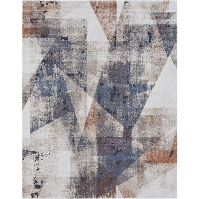 Gilmore Modern Color Block Blue/Ivory/Taupe Area Rug