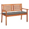 vidaXL Bench Natural wood tone Solid eucalyptus wood 47.2 in Ergonomic - 2 of 4
