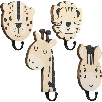 LunaLulinlk 4 Pcs Animal Wall Hooks Decorative Wall Hooks Wall Hooks Decorative Jungle Animal Wall Hooks Animal Giraffe Lion Hanger