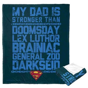 Warner Bros. Superman Dc Strongest Dad Blue Silk Touch Throw Blanket 50x60 Inches - 1 of 4