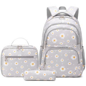 Generic Daisy Print Backpack for Girls with Lunch Box Lightweight Kids Backpack - 1 of 4
