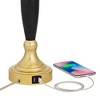 360 Lighting Kamila Traditional Table Lamps 27" Tall Set of 2 Gold Black Ivory with Dual USB Charging Ports Linen Shade for Bedroom Living Room House - 2 of 4